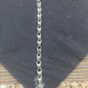 Sterling Silver Heart Link Bracelet vintage charm bracelet